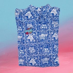 Vintage “Reyn Spooner” ’99 NFL Pro Bowl Blue Aloha Henley Shirt ✨